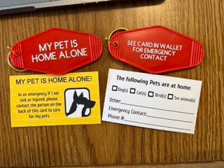 “My pet is home alone” keychain